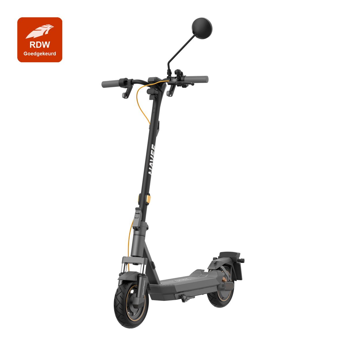 NAVEE GT3 Pro NL e-step in driekwartaanzicht met RDW-goedgekeurd-badge